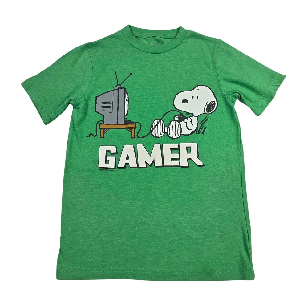 GapKids Boys Snoopy Gamer Peanuts Graphic T-Shirt Green S 6-7 540488-00
